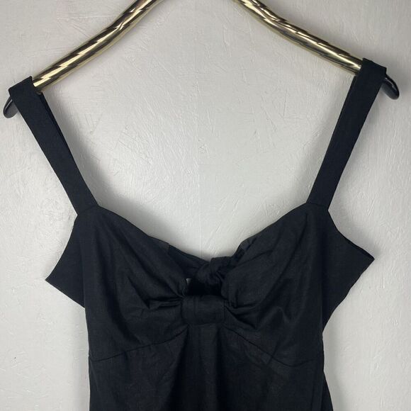 NWT ASOS  Black‎ Twist Front Open Back Linen Viscose Maxi Dress Summer Size 10 - Picture 4 of 7